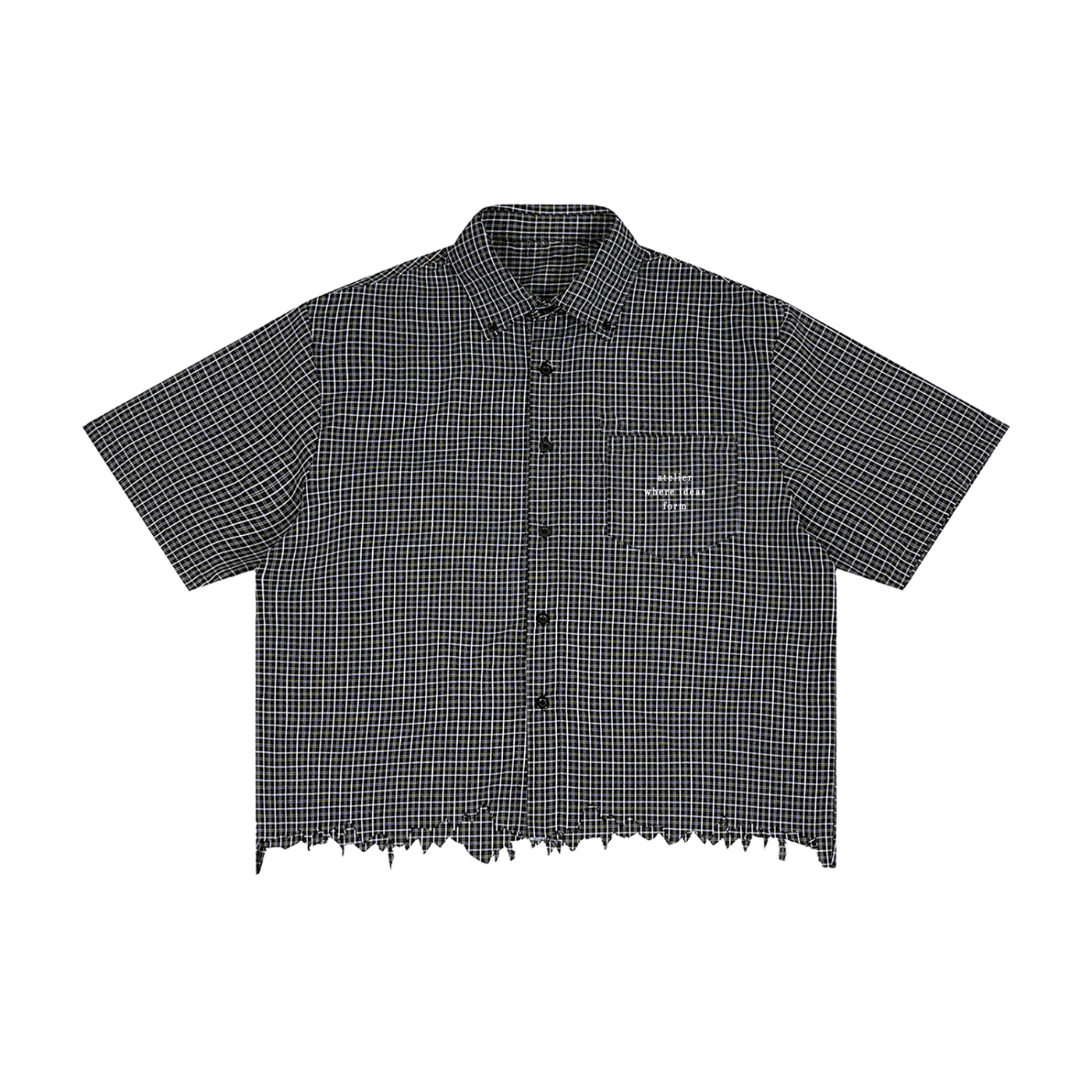 Distressed Plaid Boxy Button Down